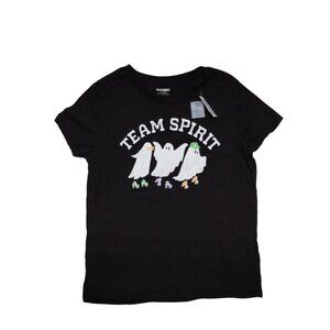 Old Navy Team Spirit Ghosts T-Shirt XL (14-16) Black Cotton Kids Halloween Tee‎